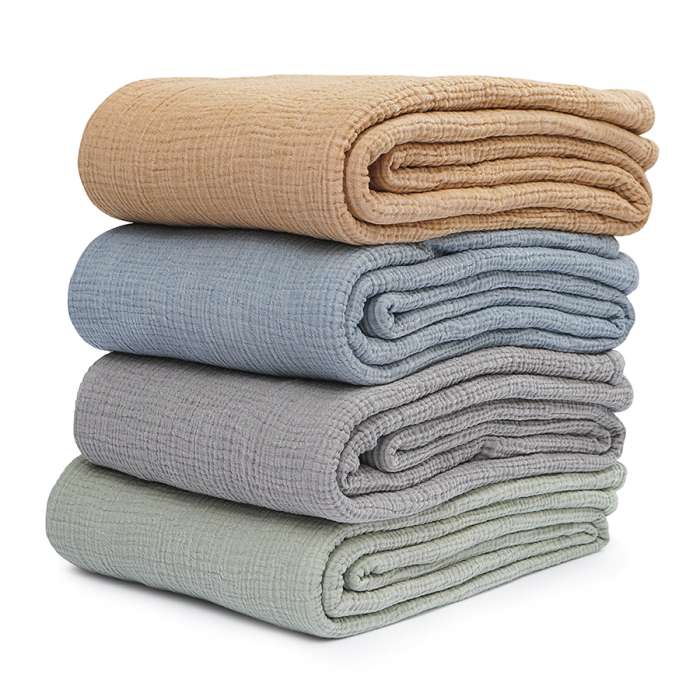 Покрывало двухстороннее из многослойного муслина цвета охры из коллекции essential, 230x250 см Tkano TK23-BS0005