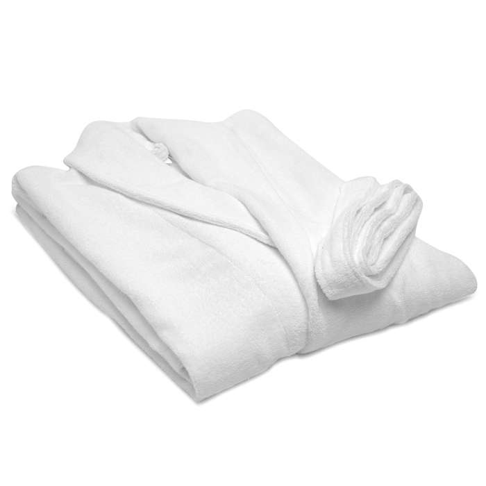 Халат махровый из чесаного хлопка белого цвета из коллекции essential, размер l Tkano TK23-BR0011