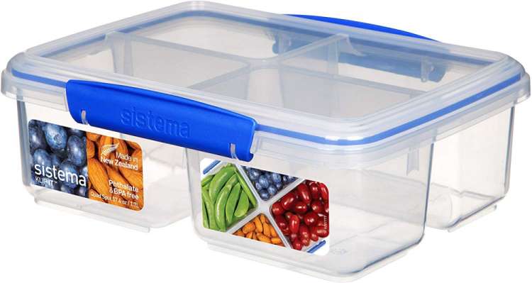 Контейнер прямоугольный четырехсекционный 1,74л SISTEMA KLIP IT 1740
