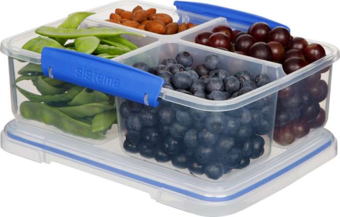 Контейнер прямоугольный четырехсекционный 1,74л SISTEMA KLIP IT 1740