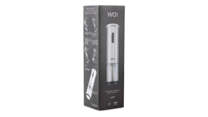 Штопор электрический WO HOME Loft, 19 см, зарядка USB, п/к WO1115