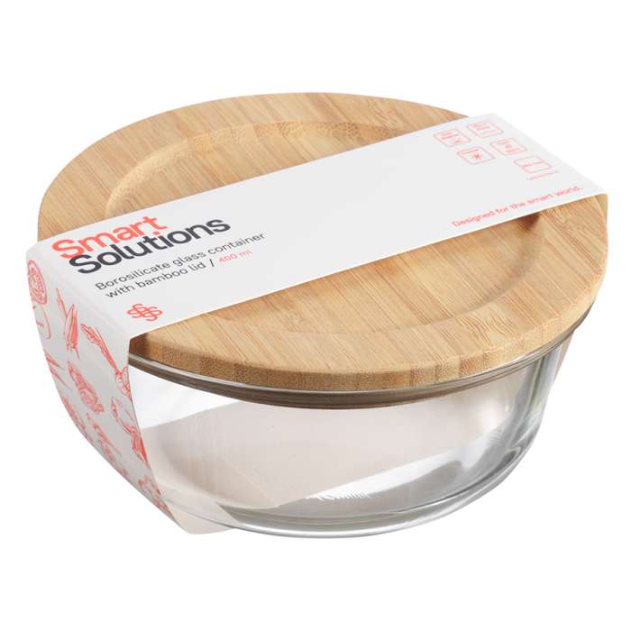 Контейнер для запекания и хранения eco store с крышкой из бамбука, 400 мл Smart Solutions LBA400RD