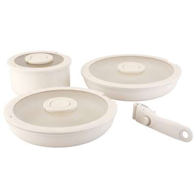 Набор посуды для приготовления со съемной ручкой smart ceramic, 7 предметов, цвета топленого молока Smart Solutions SS0000323