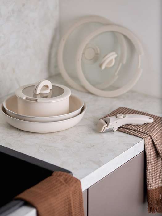 Набор посуды для приготовления со съемной ручкой smart ceramic, 7 предметов, цвета топленого молока Smart Solutions SS0000323