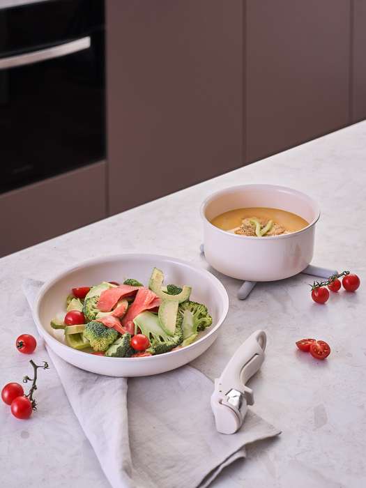 Набор посуды для приготовления со съемной ручкой smart ceramic, 7 предметов, цвета топленого молока Smart Solutions SS0000323