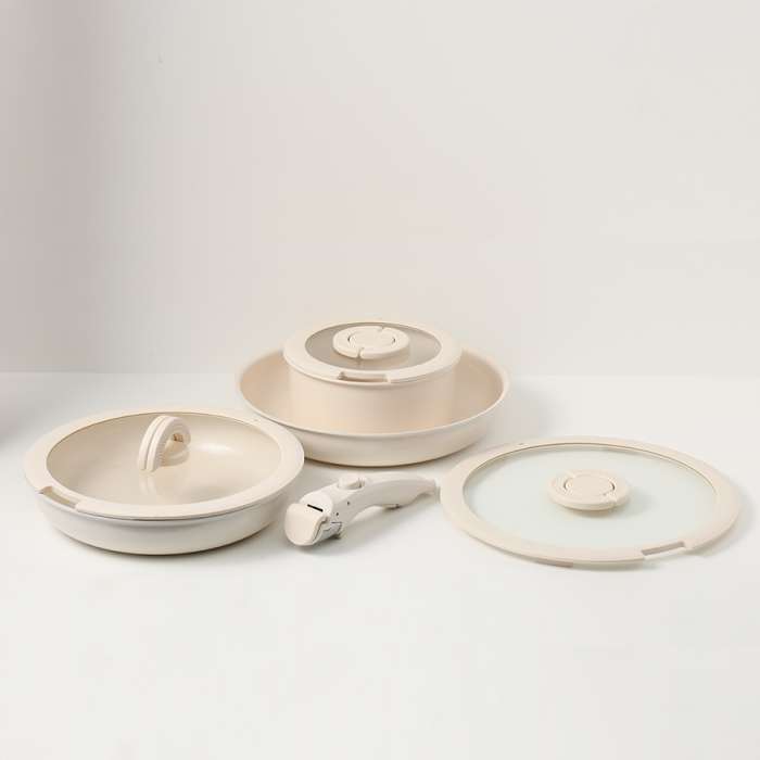 Набор посуды для приготовления со съемной ручкой smart ceramic, 7 предметов, цвета топленого молока Smart Solutions SS0000323