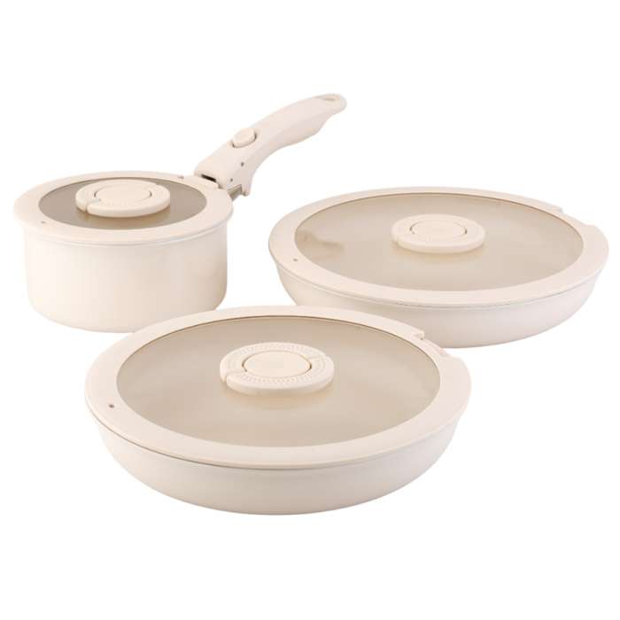 Набор посуды для приготовления со съемной ручкой smart ceramic, 7 предметов, цвета топленого молока Smart Solutions SS0000323