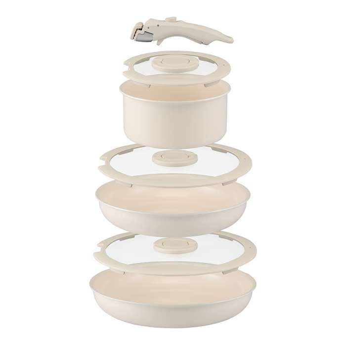 Набор посуды для приготовления со съемной ручкой smart ceramic, 7 предметов, цвета топленого молока Smart Solutions SS0000323