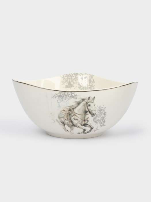 Салатник, 21х11 см, 1,8 л, фарфор N, белый, с серебристым кантом, Конь, White horse ANNA LAFARG ANLAF-FXY-160128-5