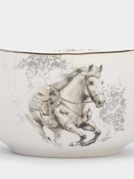 Салатник, 21х11 см, 1,8 л, фарфор N, белый, с серебристым кантом, Конь, White horse ANNA LAFARG ANLAF-FXY-160128-5