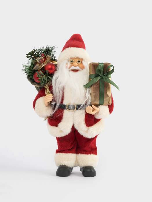 Изделие декоративное, 25 см, мягкое, пластик/полиэстер, Санта с мешком и подарком, New year ANNA LAFARG ANLAF-KH2405
