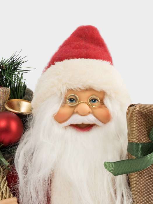 Изделие декоративное, 25 см, мягкое, пластик/полиэстер, Санта с мешком и подарком, New year ANNA LAFARG ANLAF-KH2405