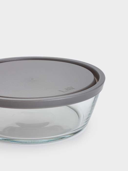 Контейнер, 1,1 л, стекло/пластик, круглый, серый, Basis ANNA LAFARG ANLAF-VEG286