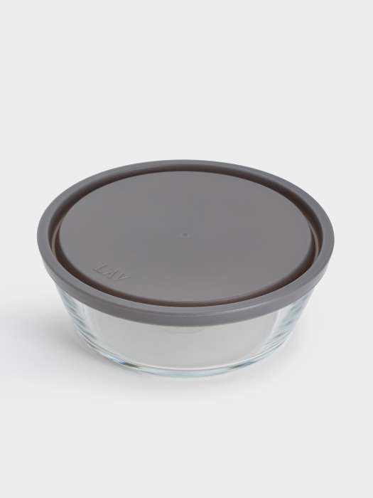 Контейнер, 1,1 л, стекло/пластик, круглый, серый, Basis ANNA LAFARG ANLAF-VEG286