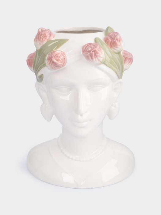 Ваза для цветов, 30 см, керамика, молочная, Женщина с тюльпанами, Tulip ANNA LAFARG ANLAF-FDW-130525-5