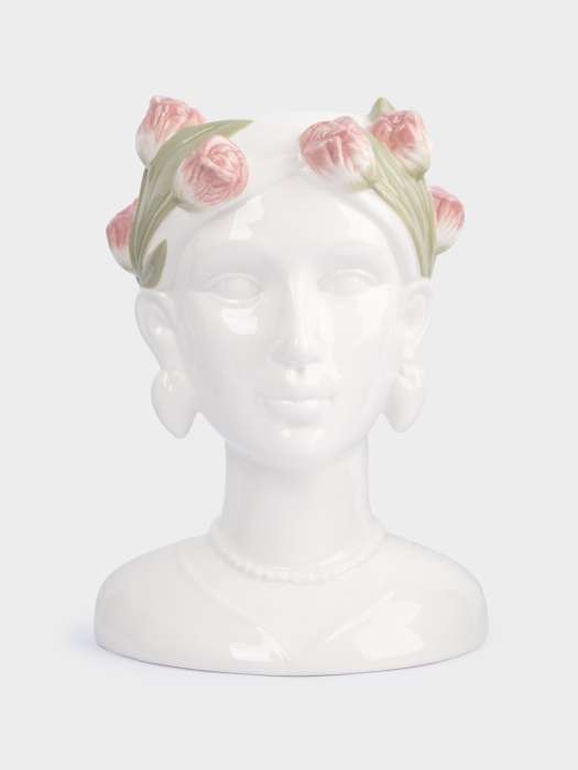 Ваза для цветов, 30 см, керамика, молочная, Женщина с тюльпанами, Tulip ANNA LAFARG ANLAF-FDW-130525-5