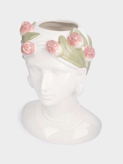 Ваза для цветов, 30 см, керамика, молочная, Женщина с тюльпанами, Tulip ANNA LAFARG ANLAF-FDW-130525-5