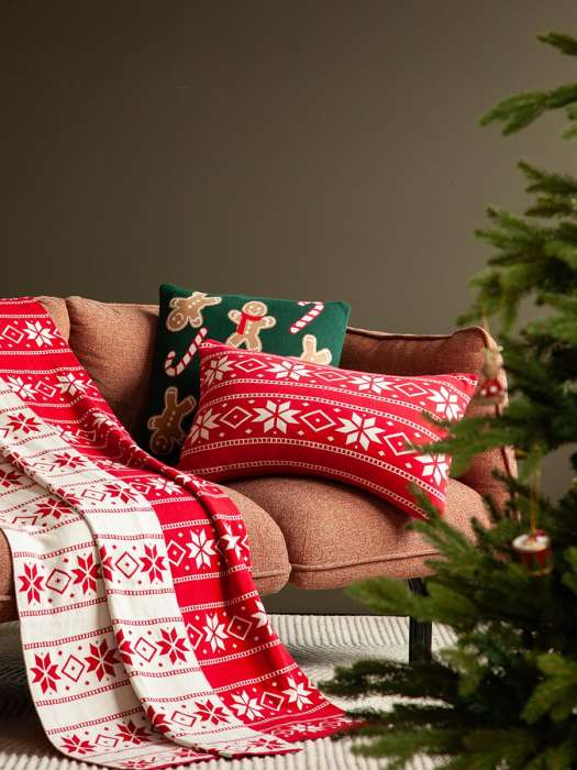 Плед из хлопка с новогодним рисунком frostwork из коллекции new year essential, 130x180 см Tkano TK25-TH0006