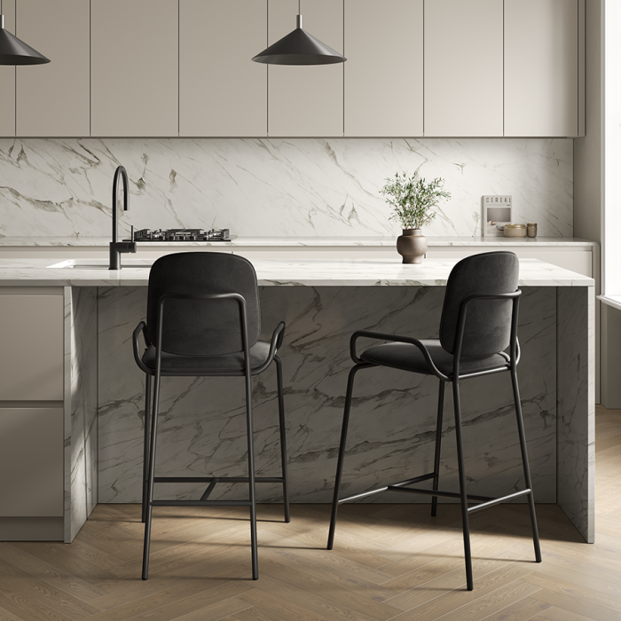 Стул барный ror, 2 frame, велюр, черный/черный LATITUDE RORBCH2FRBKVLRBK