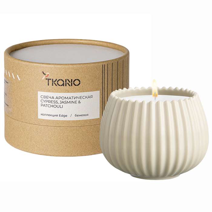 Свеча ароматическая cypress, jasmine & patchouli из коллекции edge, бежевый, 30 ч Tkano TK23-ARO0021