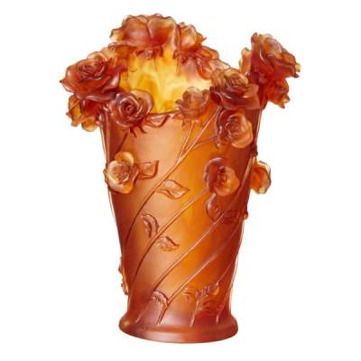 Ваза Decor de table Роза 35 см, хрусталь, янтарная, п/к
