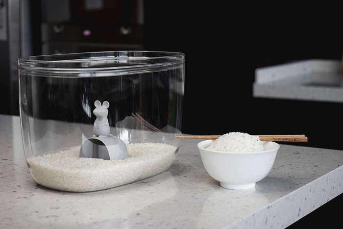 Контейнер с мерной ложкой lucky mouse, 7 л QUALY QL10298-CL-GY