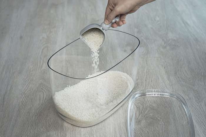 Контейнер с мерной ложкой lucky mouse, 7 л QUALY QL10298-CL-GY