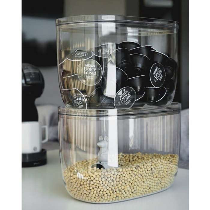 Контейнер с мерной ложкой lucky mouse, 7 л QUALY QL10298-CL-GY