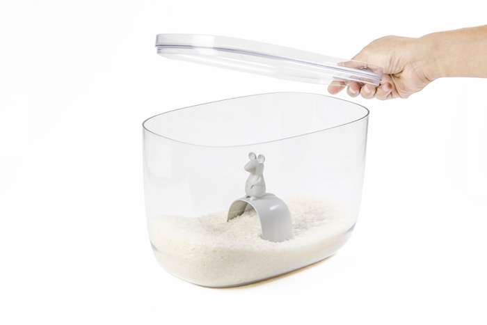 Контейнер с мерной ложкой lucky mouse, 7 л QUALY QL10298-CL-GY