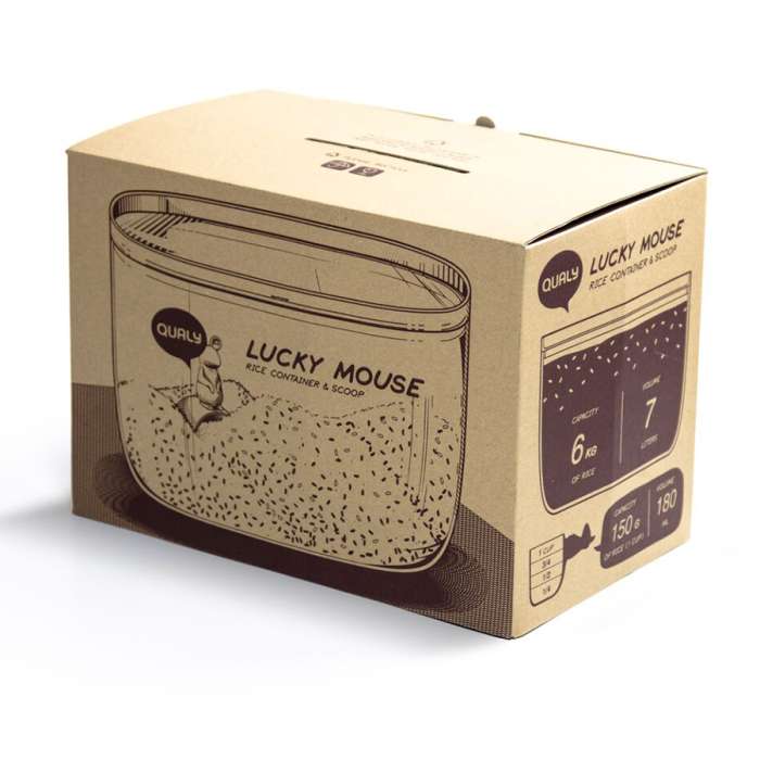 Контейнер с мерной ложкой lucky mouse, 7 л QUALY QL10298-CL-GY