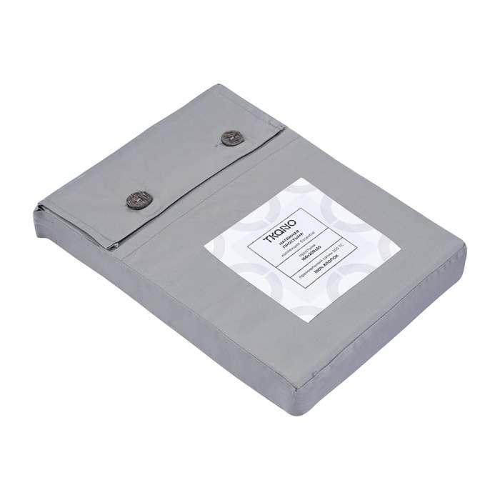 Простыня на резинке из премиального сатина светло-серого цвета из коллекции essential,  160х200х30 с Tkano TK25-FS0010