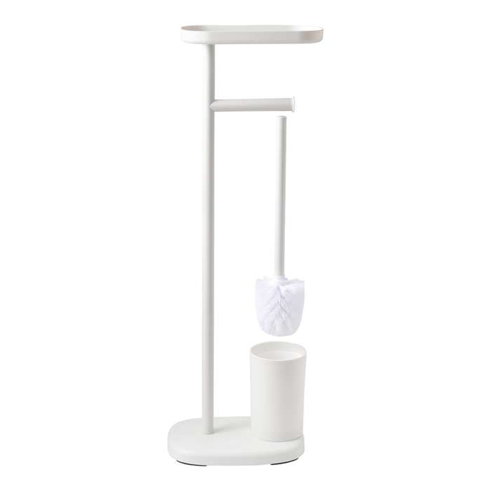 Держатель для туалетной бумаги с полочкой и ершиком slim, белый Bergenson Bjorn Bath BB0001008