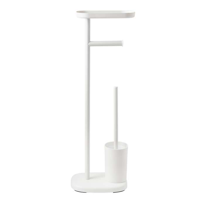 Держатель для туалетной бумаги с полочкой и ершиком slim, белый Bergenson Bjorn Bath BB0001008