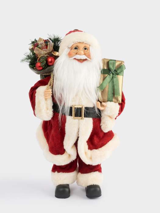 Изделие декоративное, 40 см, мягкое, пластик/полиэстер, Санта с мешком и подарком, New year ANNA LAFARG ANLAF-KH2406
