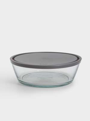 Контейнер, 2,3 л, стекло/пластик, круглый, серый, Basis ANNA LAFARG ANLAF-VEG296