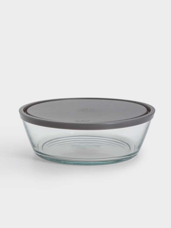 Контейнер, 2,3 л, стекло/пластик, круглый, серый, Basis ANNA LAFARG ANLAF-VEG296
