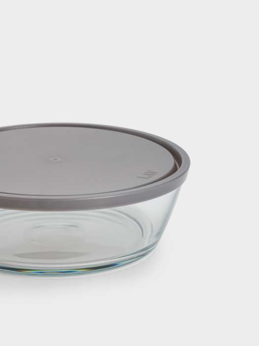 Контейнер, 2,3 л, стекло/пластик, круглый, серый, Basis ANNA LAFARG ANLAF-VEG296