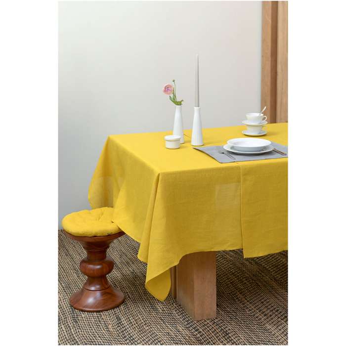 Скатерть из стираного льна горчичного цвета из коллекции essential, 150х250 см Tkano TK22-TC0007