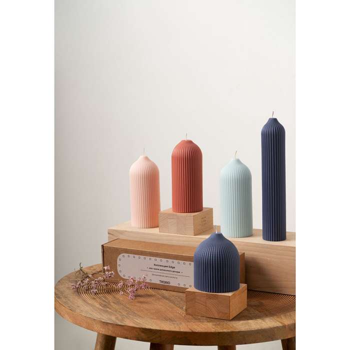 Свеча декоративная бежево-розового цвета из коллекции Edge, 16,5 см TKANO TK22-CND0011