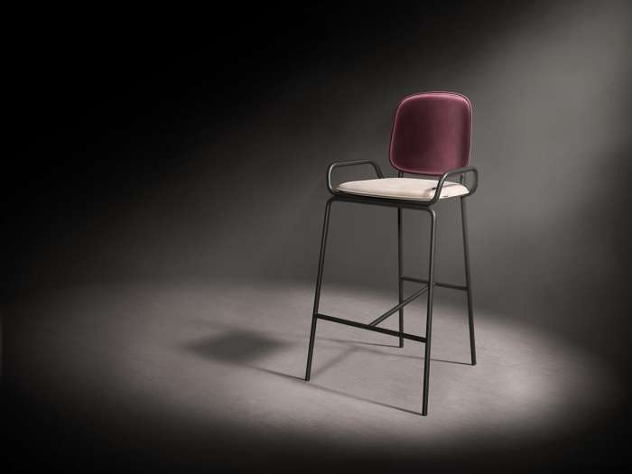 Стул барный ror, 2 frame, велюр, черный/пурпурный/серый LATITUDE RORBCH2FRBKVLRDPRPLWGR