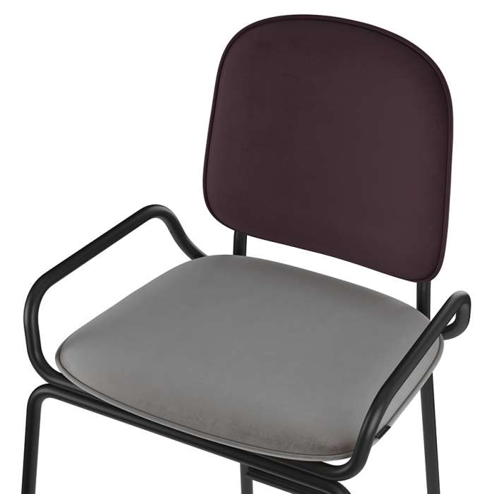 Стул барный ror, 2 frame, велюр, черный/пурпурный/серый LATITUDE RORBCH2FRBKVLRDPRPLWGR