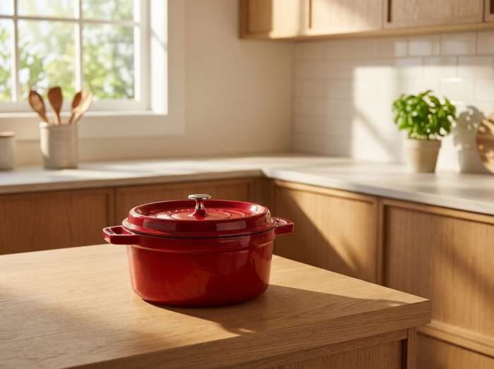 Кокот круглый, высокий, 24 см, 4,7 л вишневый STAUB 12502406