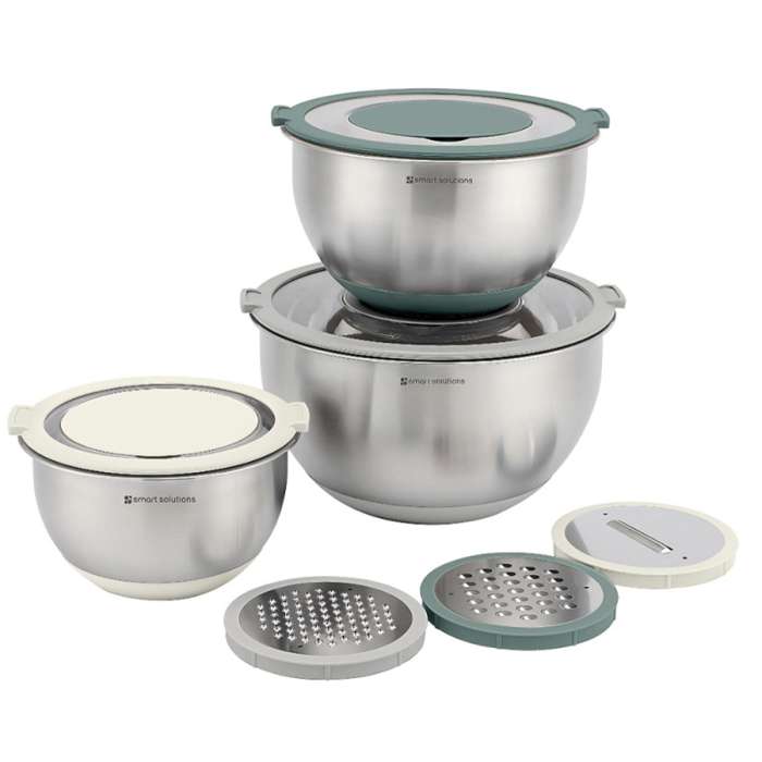 Набор стальных мисок balance с крышками и терками, 1,5 л/3 л/ 5 л Smart Solutions SS0000418
