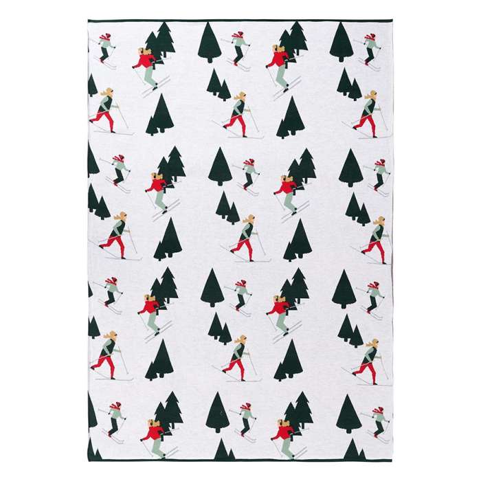 Плед из хлопка с новогодним рисунком let's ski из коллекции new year essential, 130x180 см Tkano TK25-TH0004