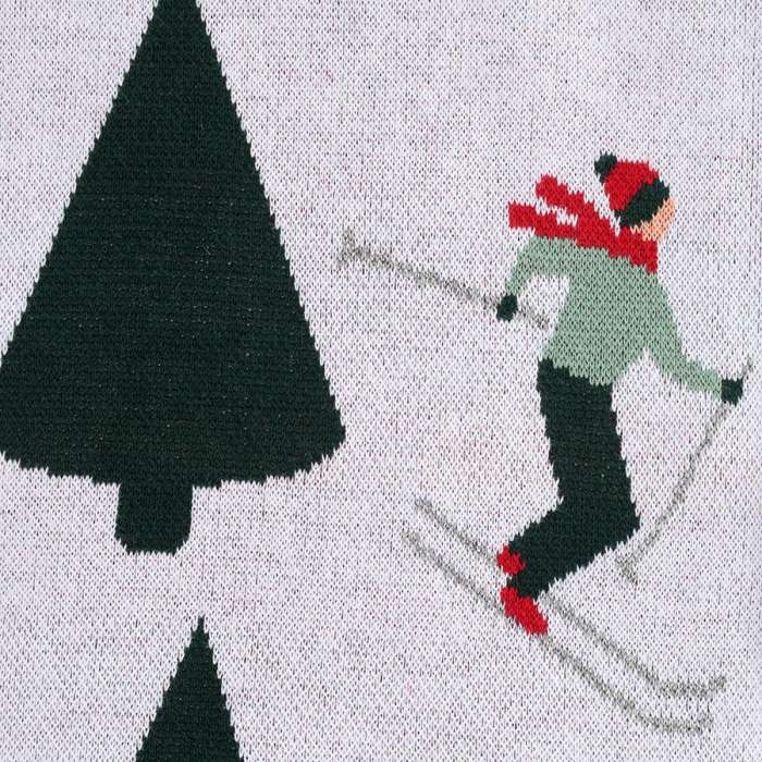 Плед из хлопка с новогодним рисунком let's ski из коллекции new year essential, 130x180 см Tkano TK25-TH0004