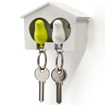 Держатель для ключей duo sparrow, белый/зеленый QUALY QL10124-WH-WH-GN