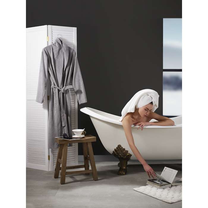 Халат махровый из чесаного хлопка серого цвета из коллекции essential, размер l Tkano TK23-BR0014