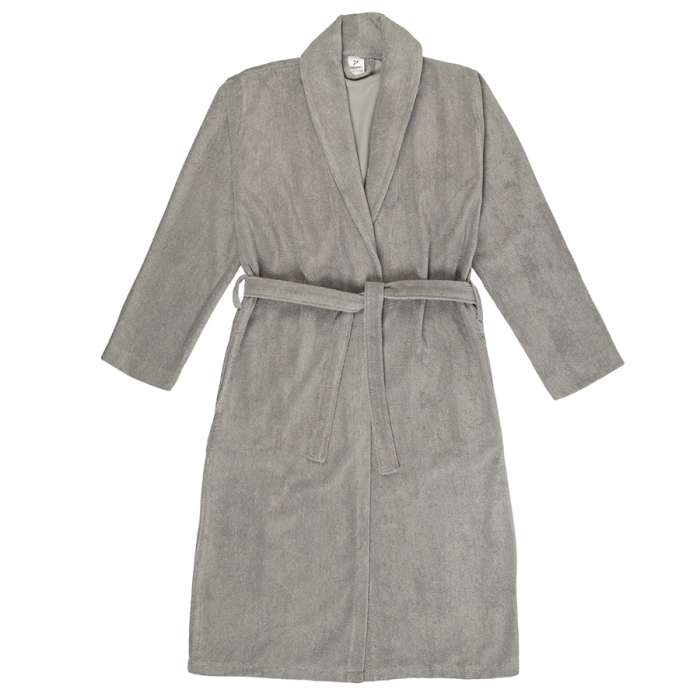Халат махровый из чесаного хлопка серого цвета из коллекции essential, размер l Tkano TK23-BR0014