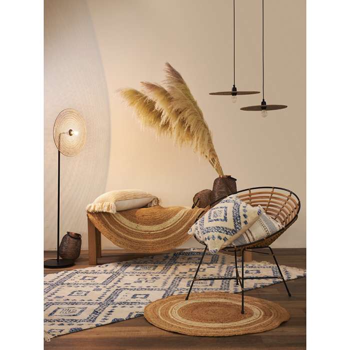 Ковер из джута круглый с вставками белого цвета из коллекции ethnic, 150см Tkano TK23-DR0076