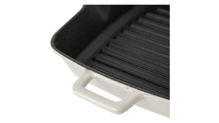 Сковорода-гриль квадратная LAVA 26 см, 1,85 л, чугун, кремовая